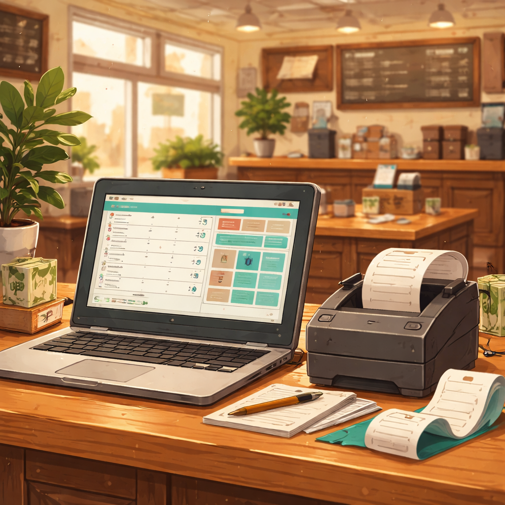 Jasmine RMS POS running on any Windows device including standard laptops and POS terminals with full printer compatibility