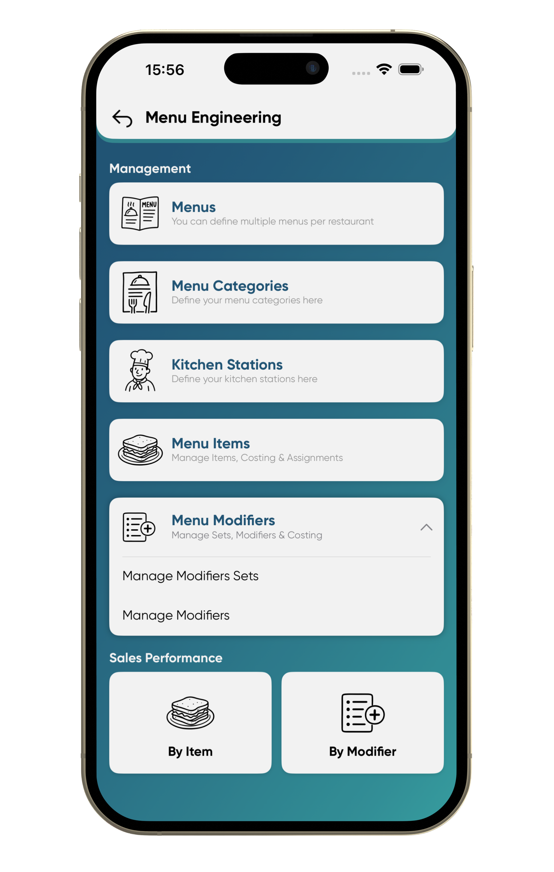Jasmine RMS - Jasmine Manager Mobile App - Menu Control