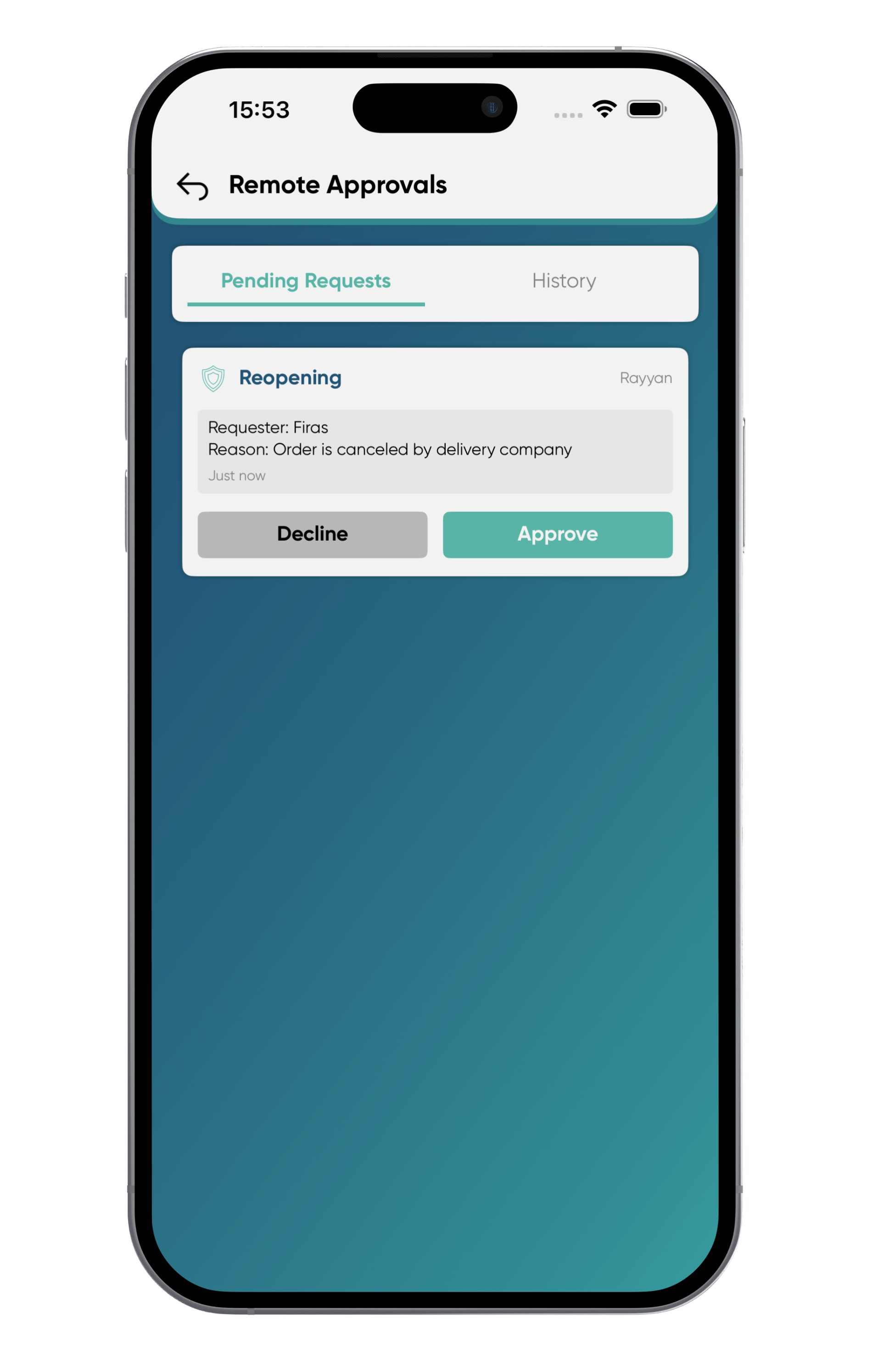 Jasmine RMS - Jasmine Manager Mobile App - Remote Approvals - Approve or Decline