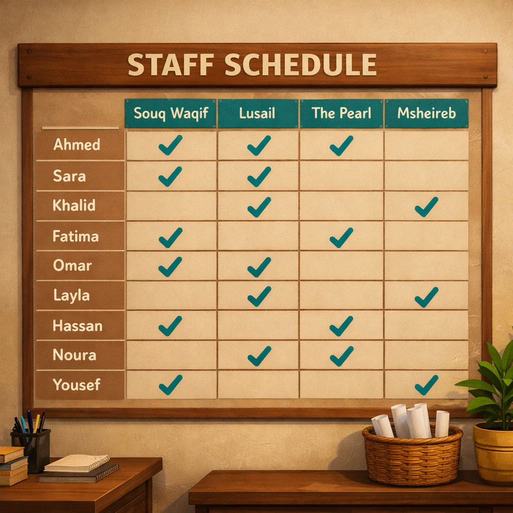 Jasmine RMS - Staff and Roles - Multi-Branch Staff Distribution and Shift Management